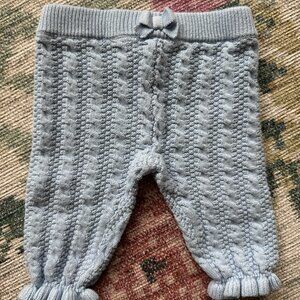 Janie and Jack Blue Sweater Pants with Bow & Braid Pattern, Size 3-6 Months